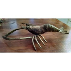 Vintage Lobster Sculpture Brass Nautical Style Art